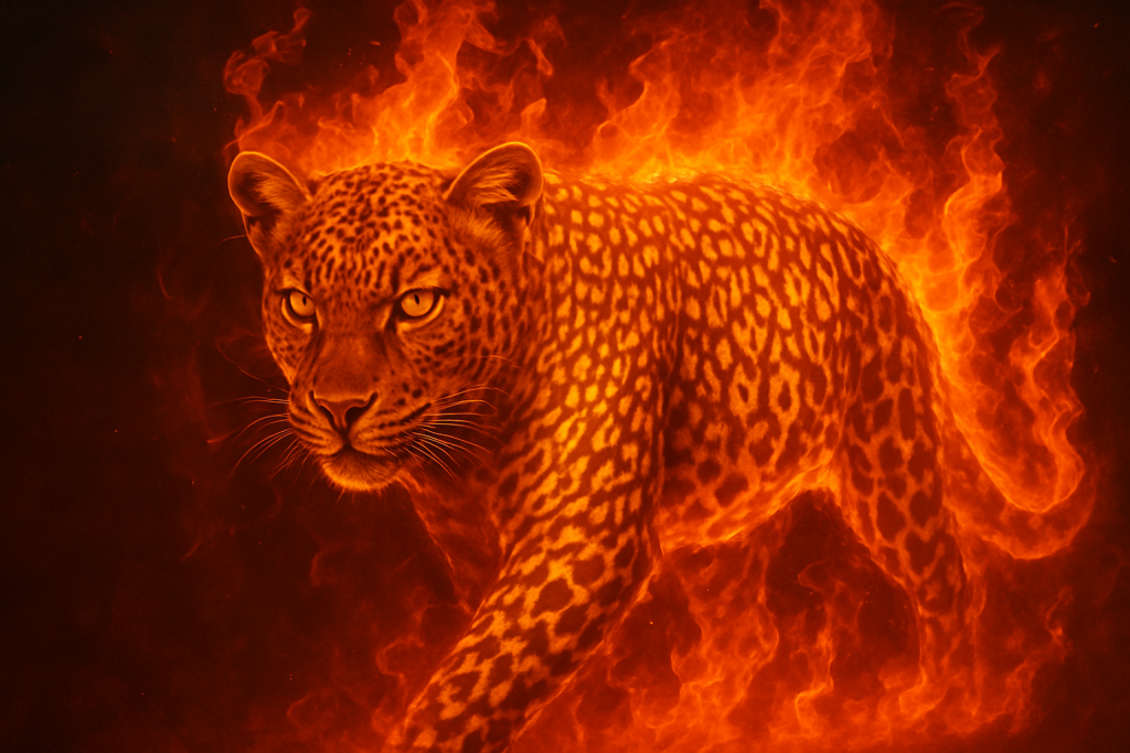 Luminous Fire Leopard Spirit Photoshop Art