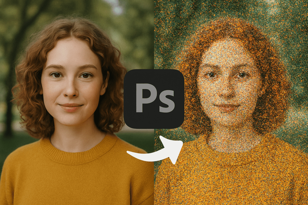 Photoshop Pointillism Vibrant Color Canvas