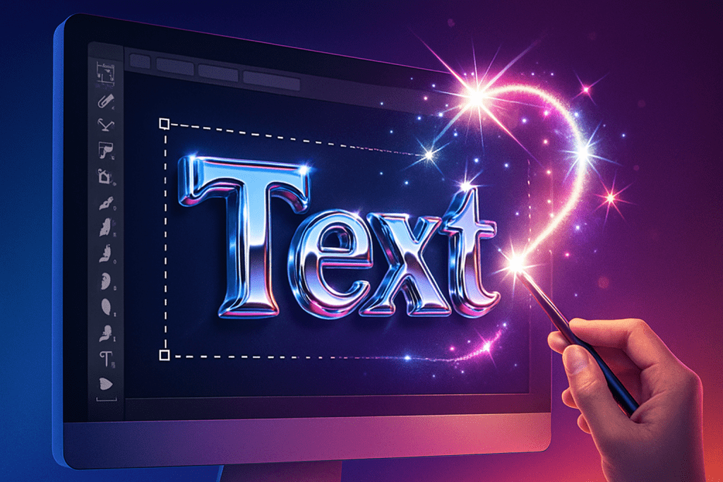 Shiny Silver Chrome Text Design