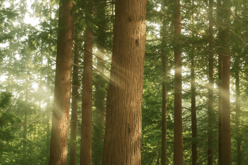 Vivid Light Rays Over Woodlands