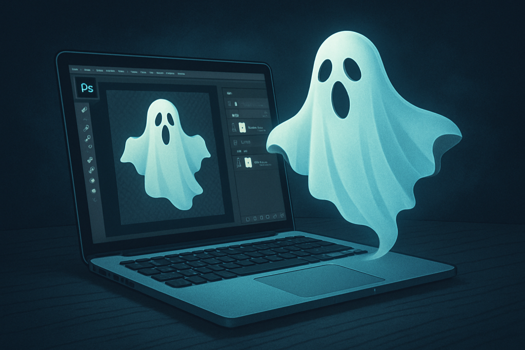 ghostly figure fades into misty background