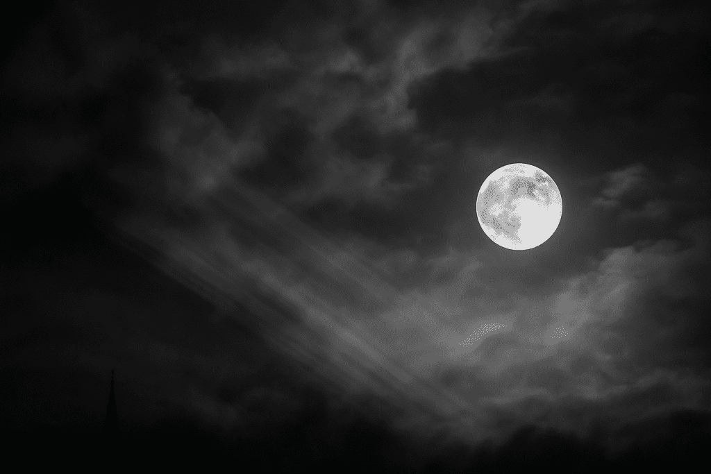 Dramatic Bat-Signal Cloud Projection Scene