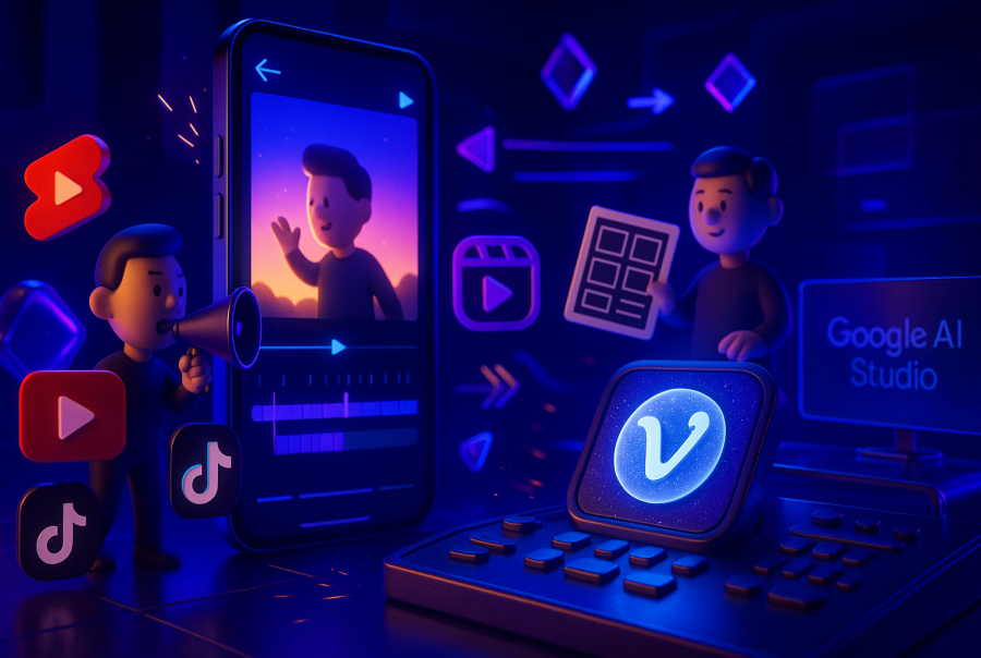 Playful cinema 4D scene with Google Veo 3.1, vertical video, and creative video controls