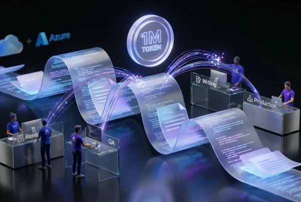 Teams marked with Claude Opus 4.6 logo work together on endless flowing digital documents